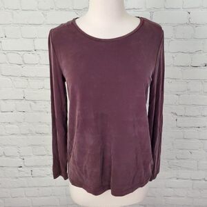 𝅺COS mahogany Brown Deep Plum Long Sleeve Stretch Top sz S NEW